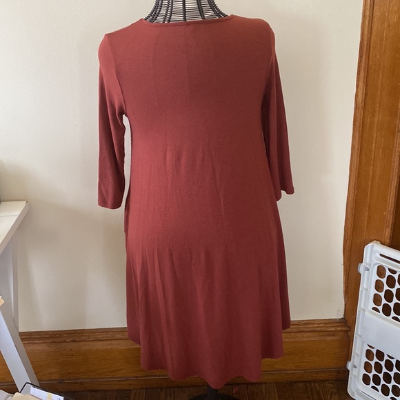 Burnt orange comfy dress with pockets - Picture 6 of 6